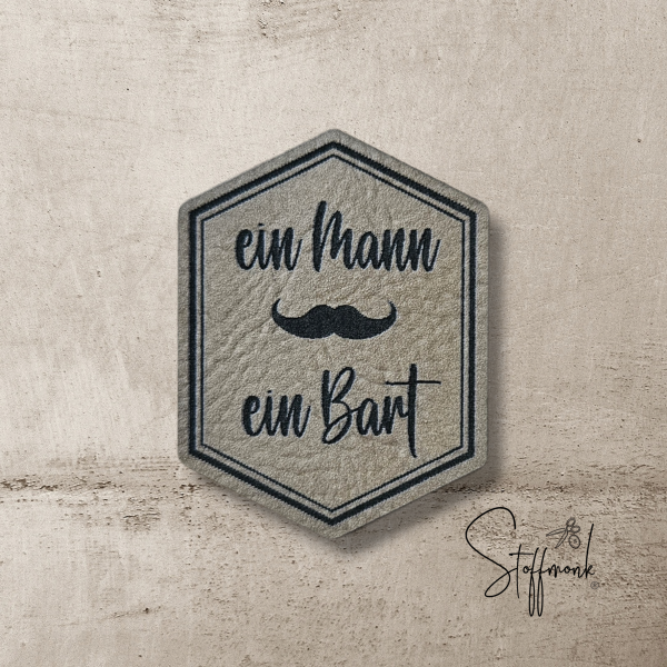 Label  " ein Mann - ein Bart (Version 2 ) " -  ca. 5 cm hoch - Kunstleder ++ Farbauswahl ++